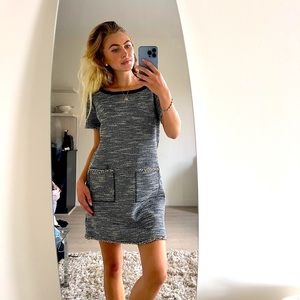 Grey Twill Boutique Tweed Dress